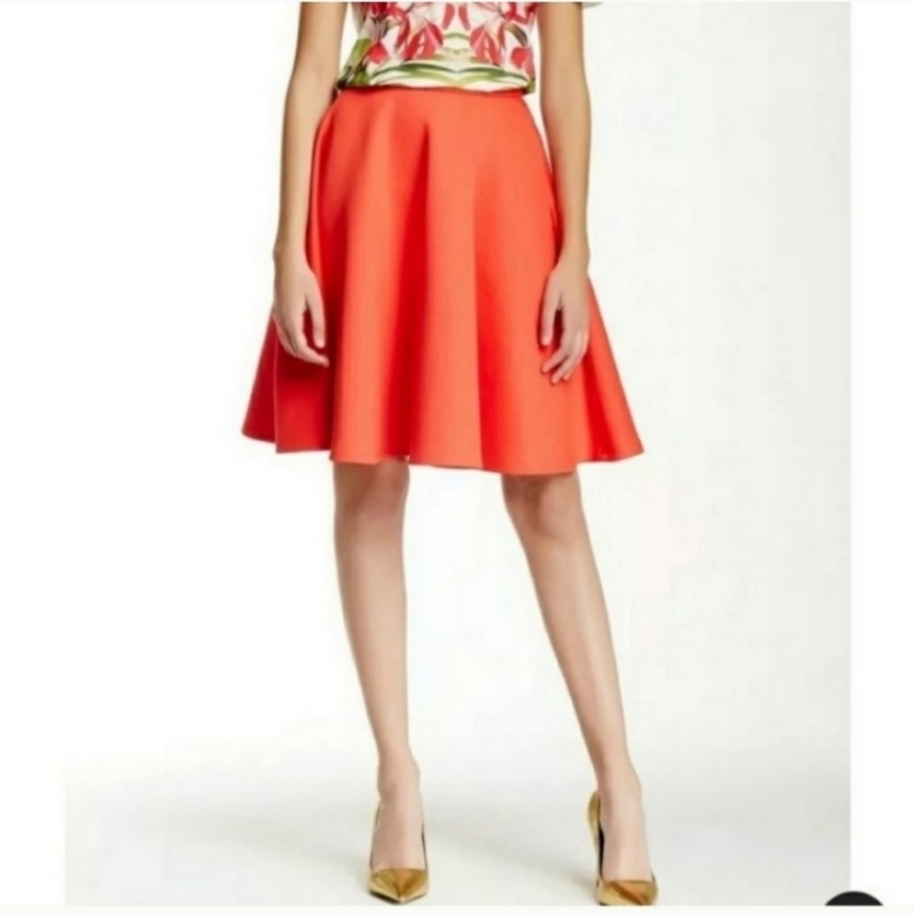 Ted Baker orange pleated skater knee length skirt new without tags